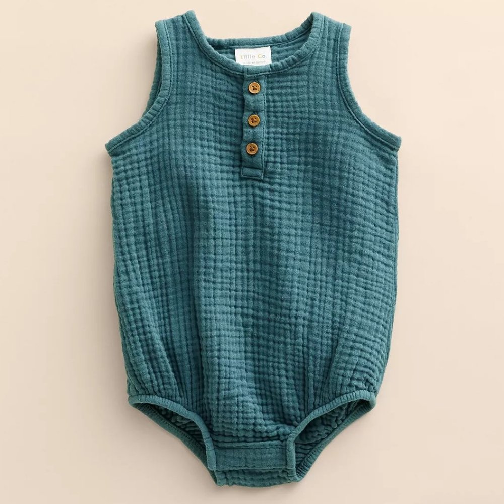 LC Organic Gauze Henley Bubble Romper
